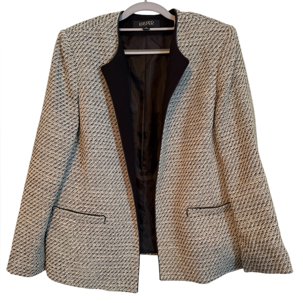 Kasper Black and Cream Textured Blazer